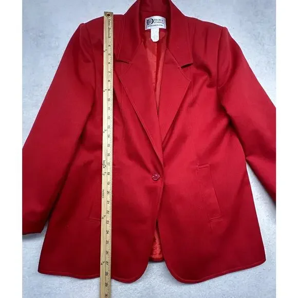 Vintage DaRue California Red Blazer Size Womens 12 Long Sleeves Work - Picture 4 of 11